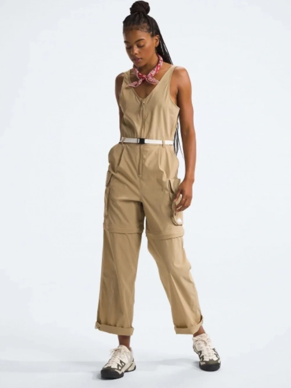 The North Face women’s classic V pathfinder one piece jumpsuit onesie stone NWT - Picture 3 of 7